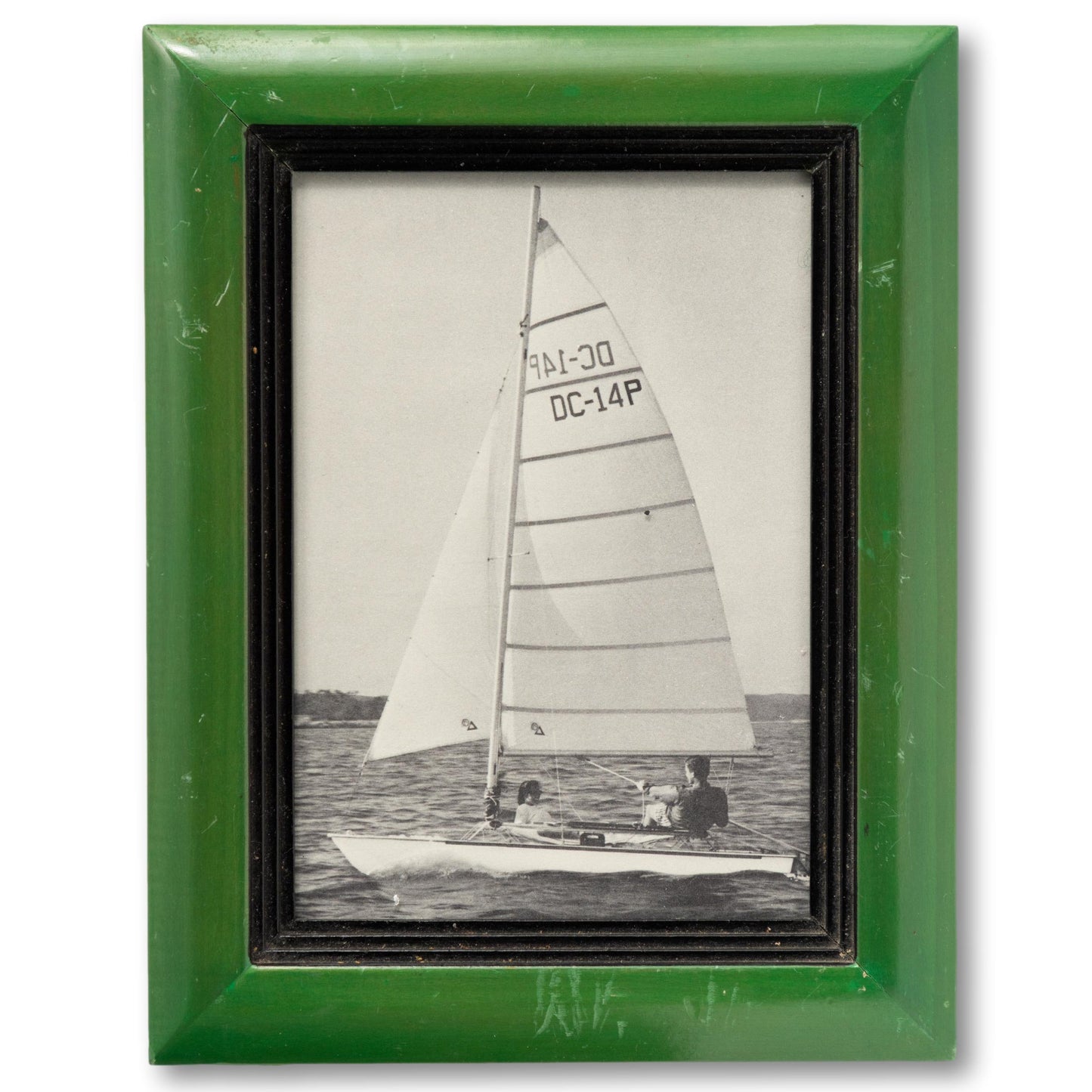 B&W Sailboat in Green Frame