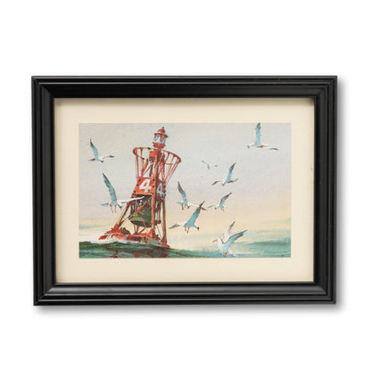 Bell Buoy & Seagulls Framed Postcard