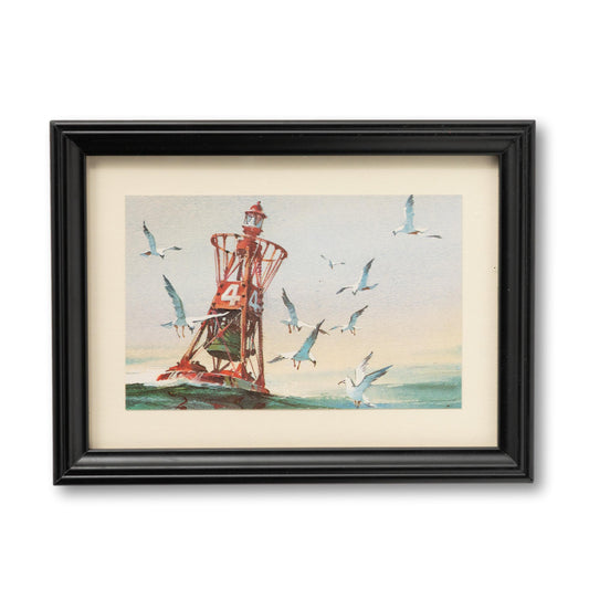 Bell Buoy & Seagulls Framed Postcard