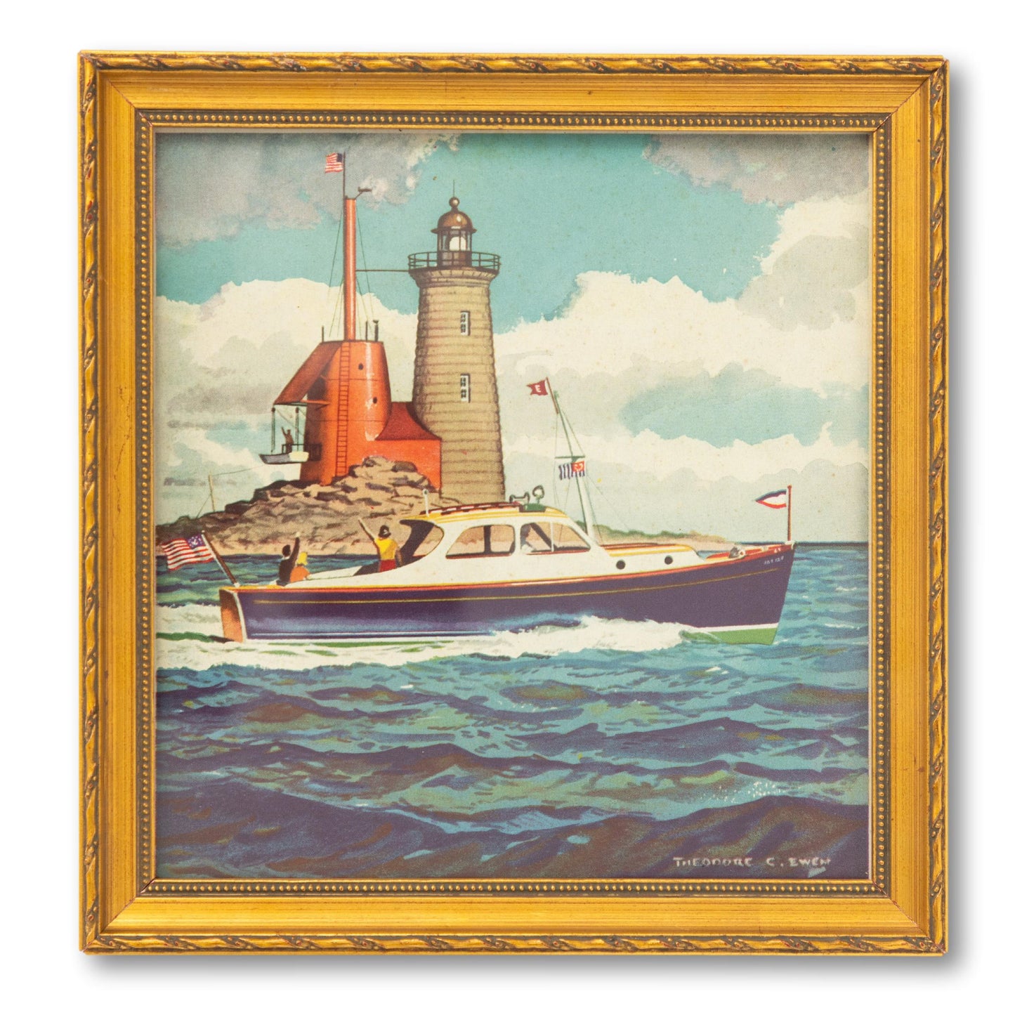 Sport Yacht Print in Gold Frame