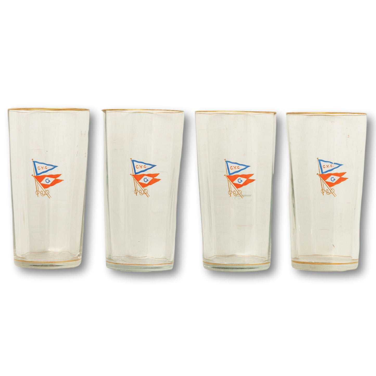 Crossed Burgee Bar Glasses, Set of 4
