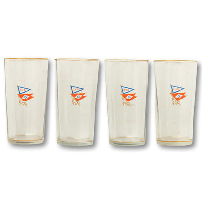 Crossed Burgee Bar Glasses, Set of 4