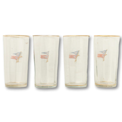 Crossed Burgee Bar Glasses, Set of 4