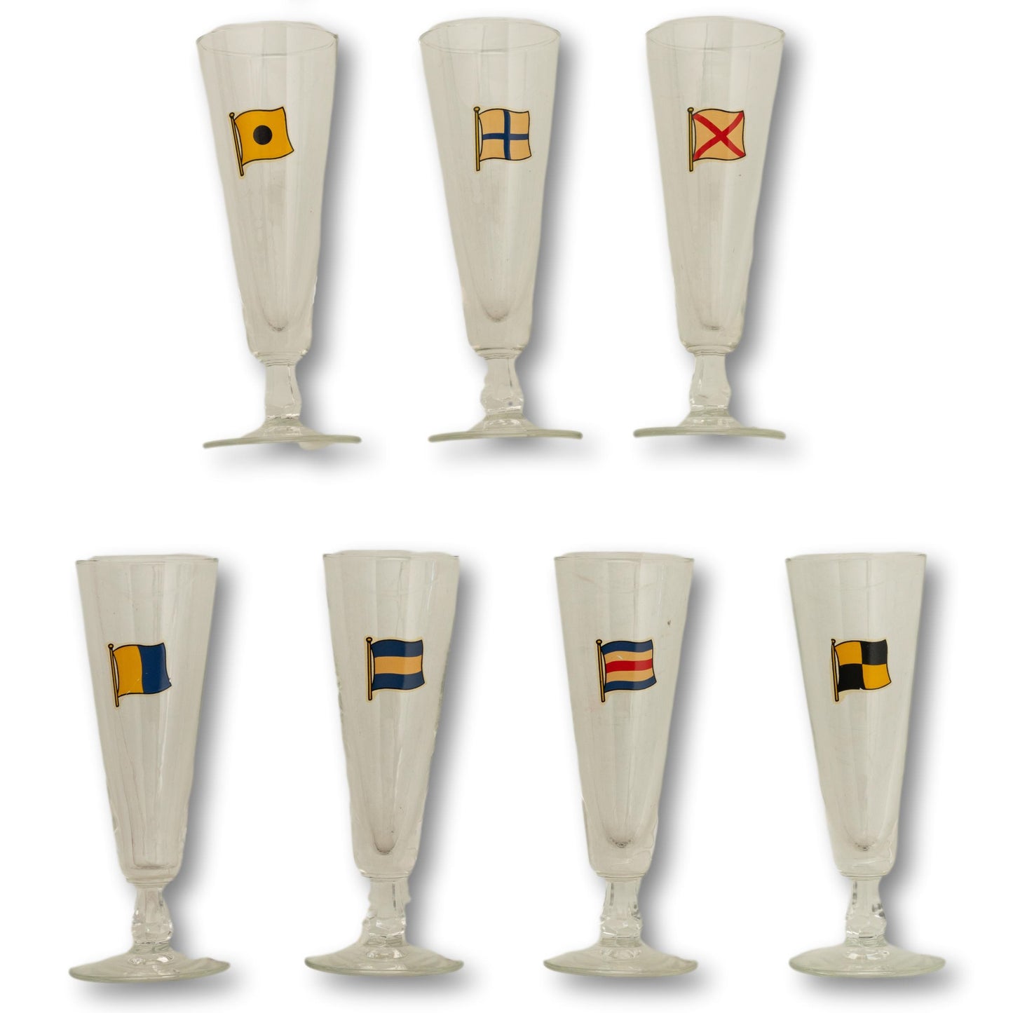 Signal Flag Champagne Flutes, Set of 7
