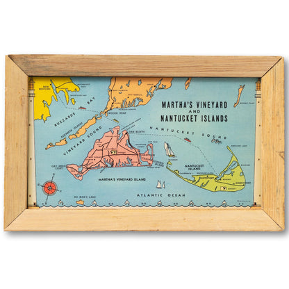 Large Framed Linen Postcard of MV & ACK