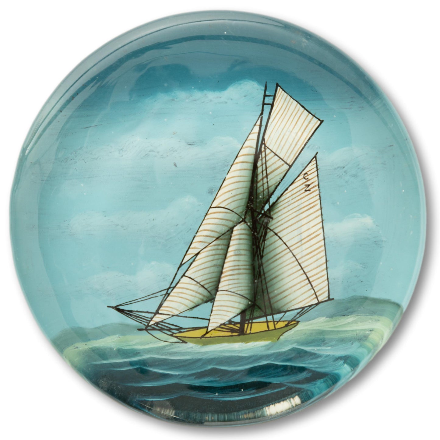 Racing Boat Glass Paper Weight