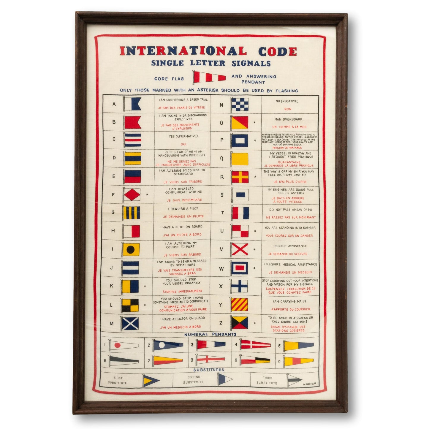 Large Framed Signal Flag Linen