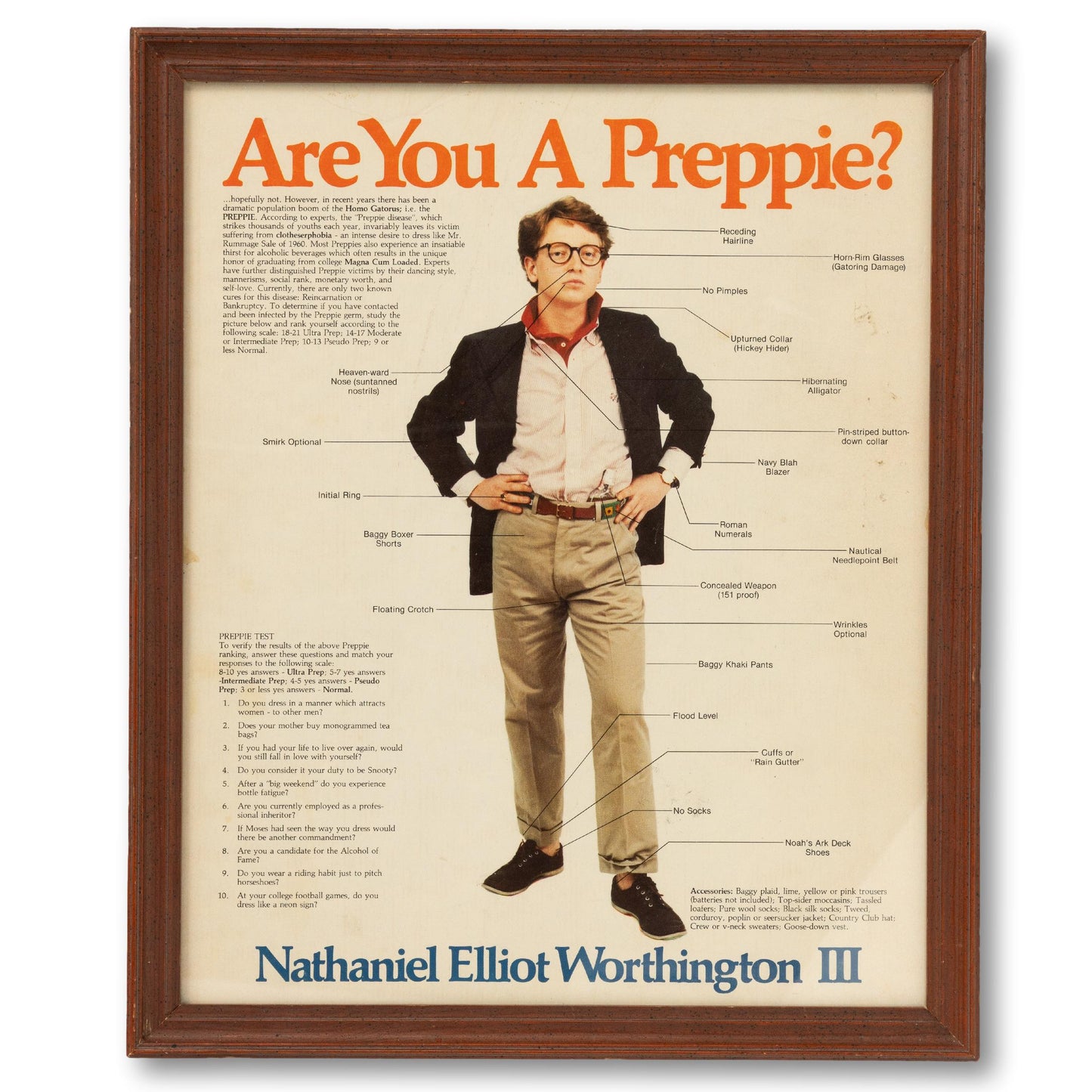 Framed "Are You A Preppie?"