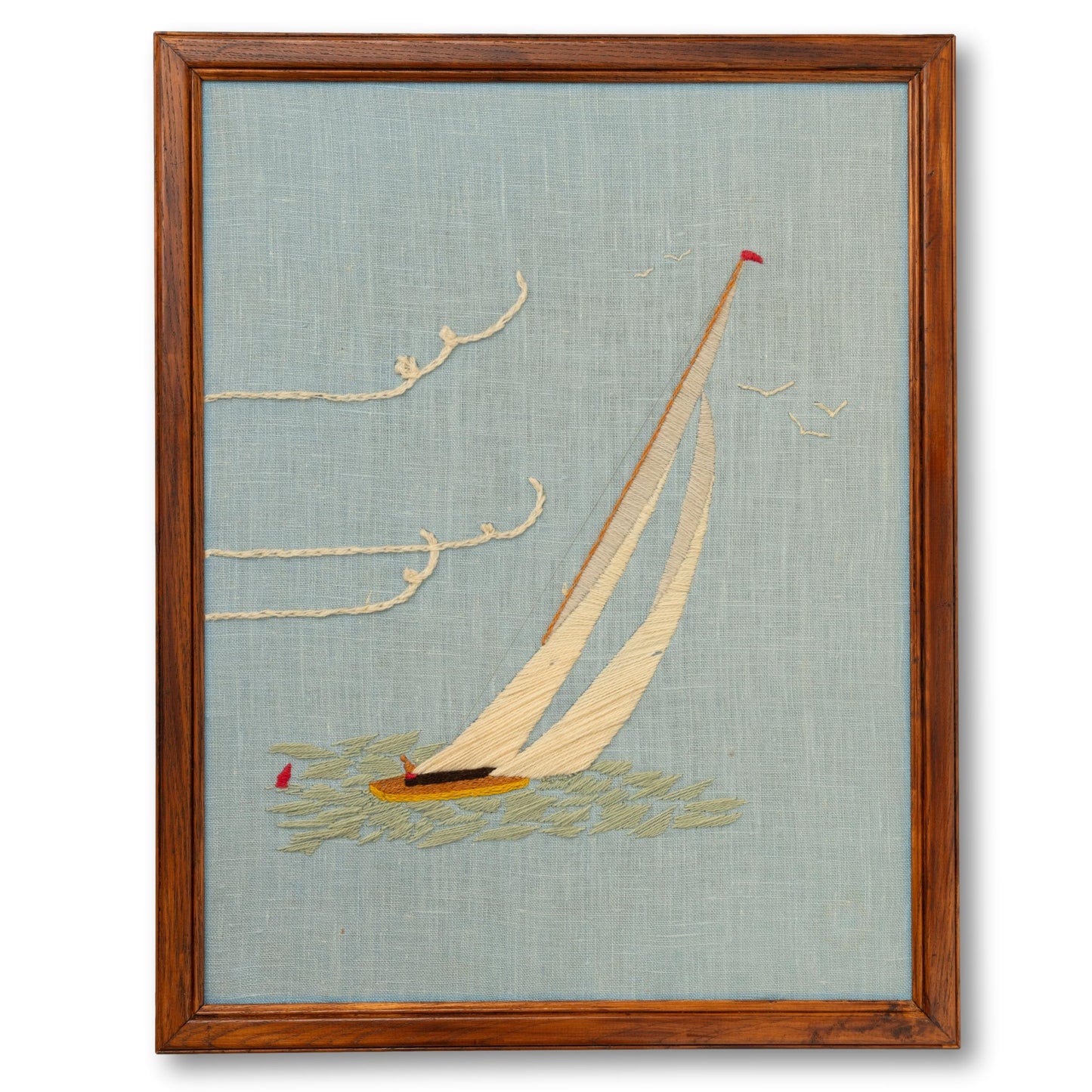 Framed Racing Yacht Needlework
