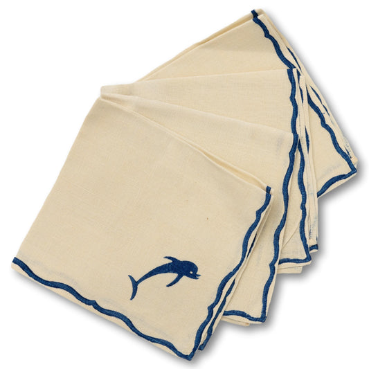 4 Blue Dolphin Napkins
