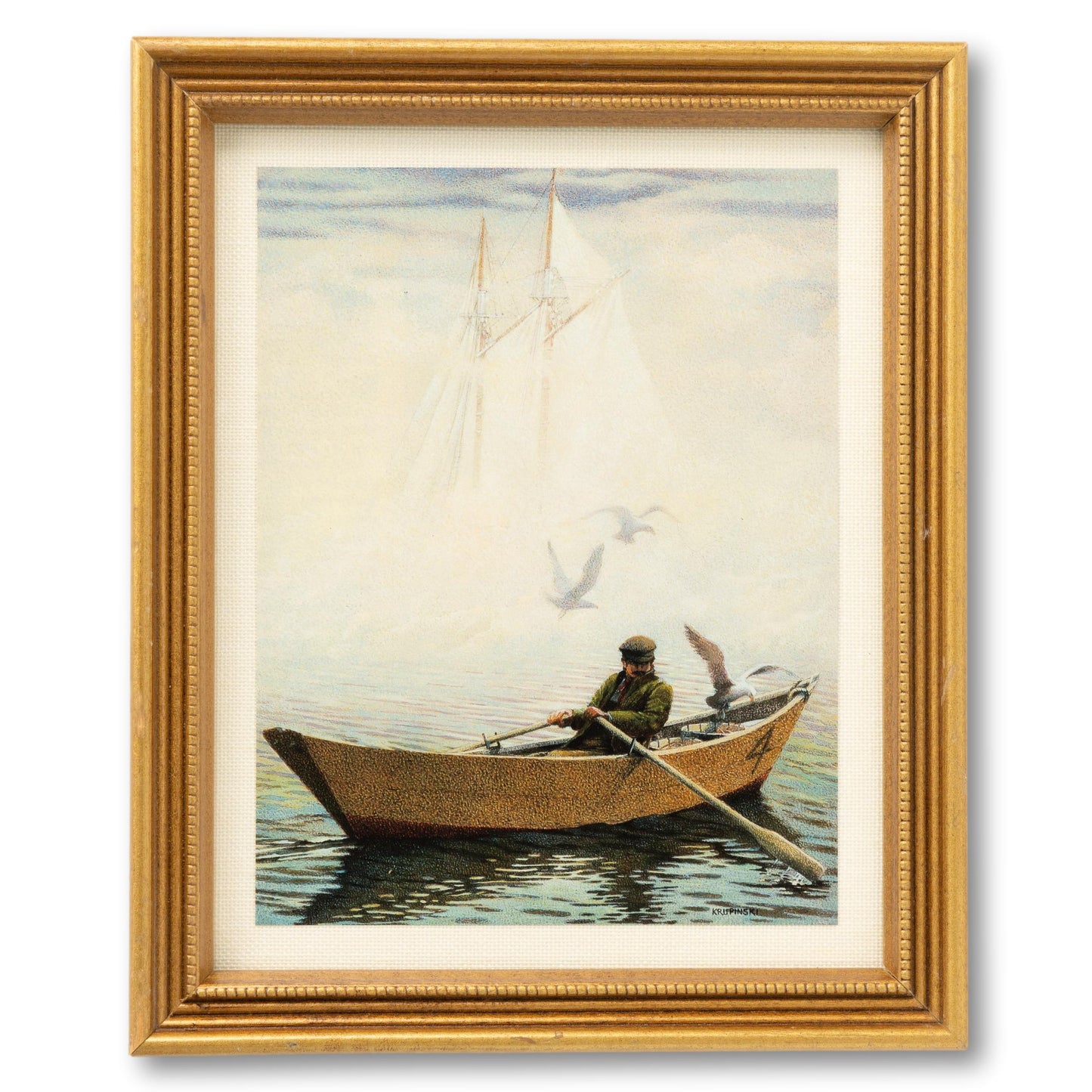 "Dinghy in a Misty Harbor"
