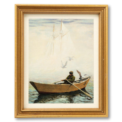 "Dinghy in a Misty Harbor"