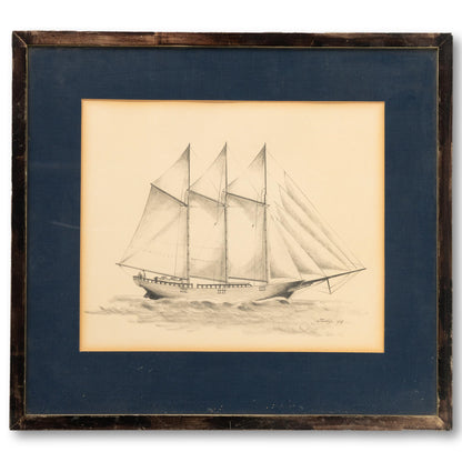 Original Schooner Drawing in Navy Matte