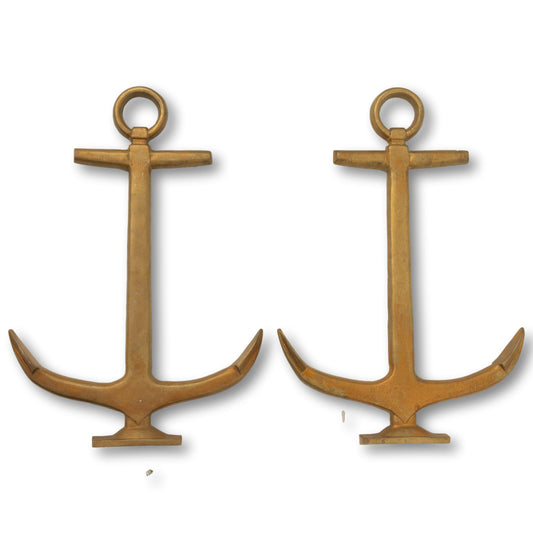 Large Brass Anchor Andirons
