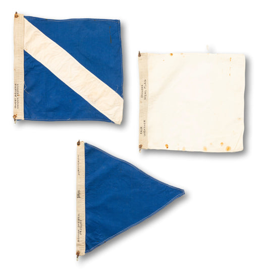 Trio of Blue and White Signal Flags
