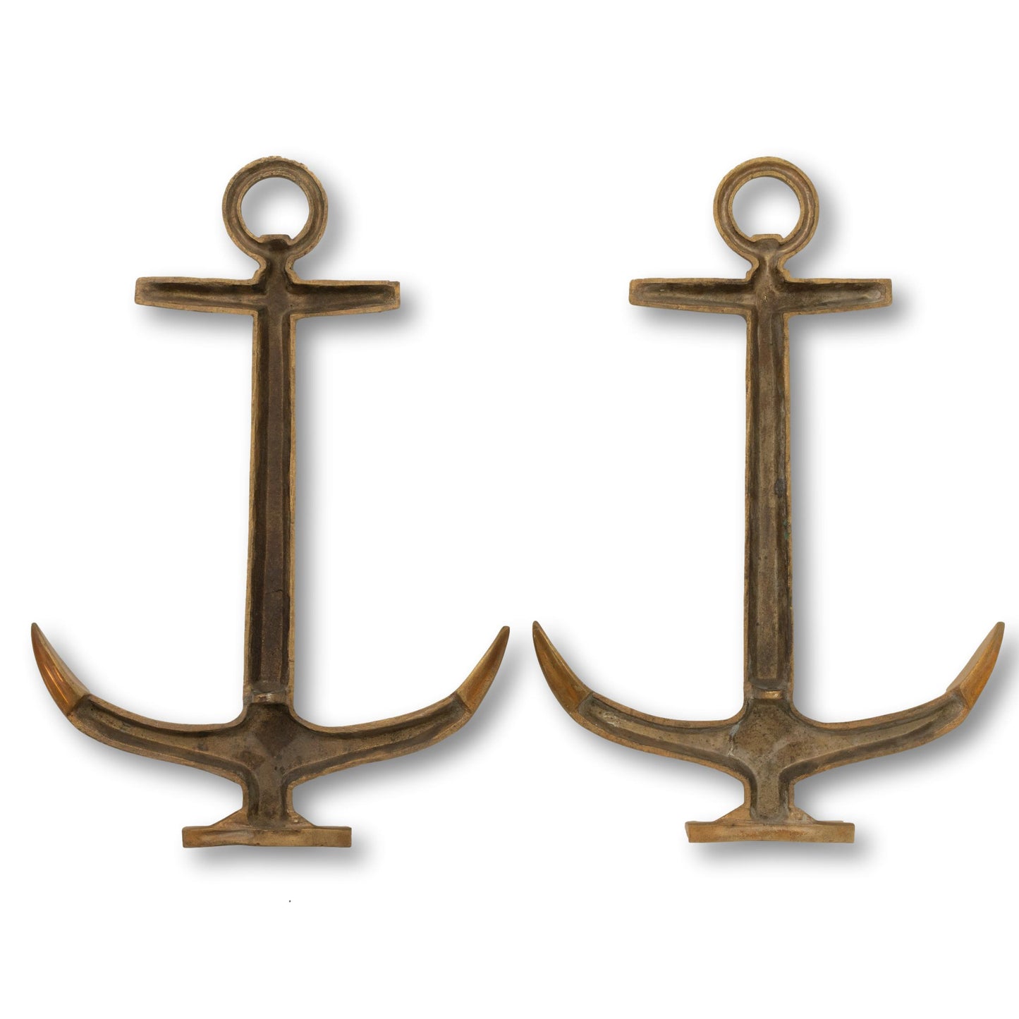 Large Brass Anchor Andirons