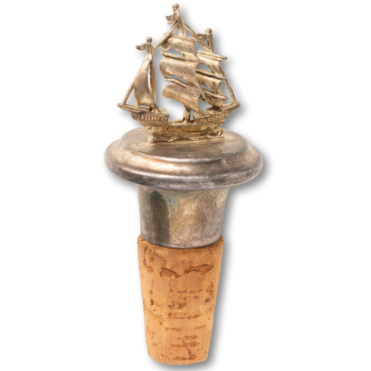 Silver Plated Ship Bottle Stopper