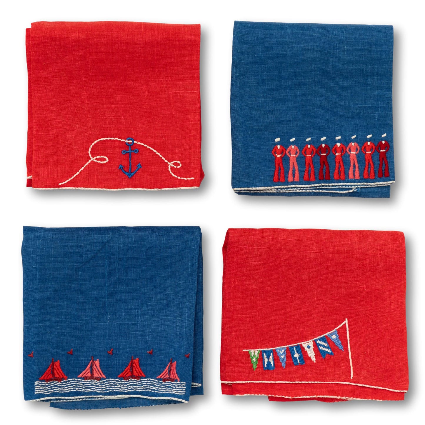 Set of 4 Embroidered Handkerchiefs