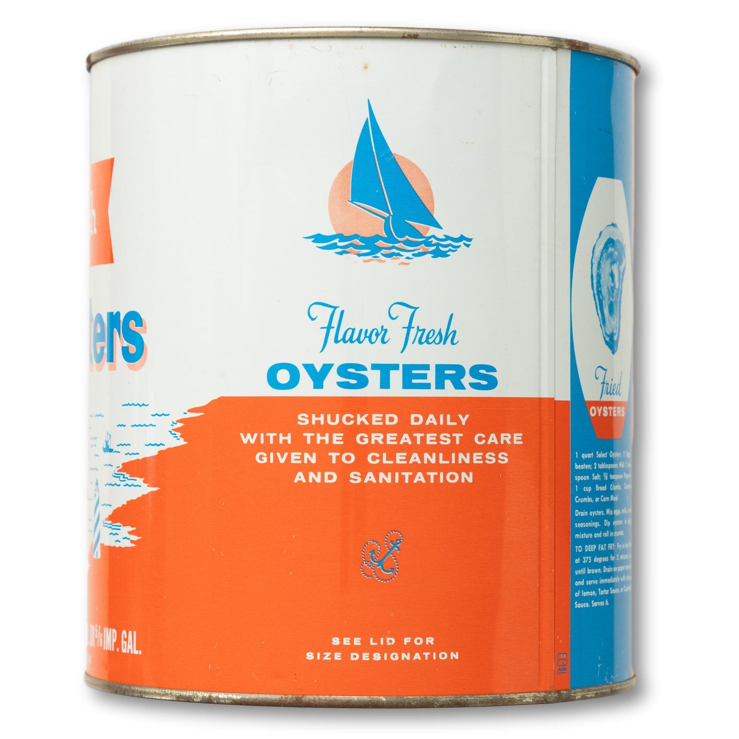 Large "Flavor Fresh Oysters" Gallon Size Tin