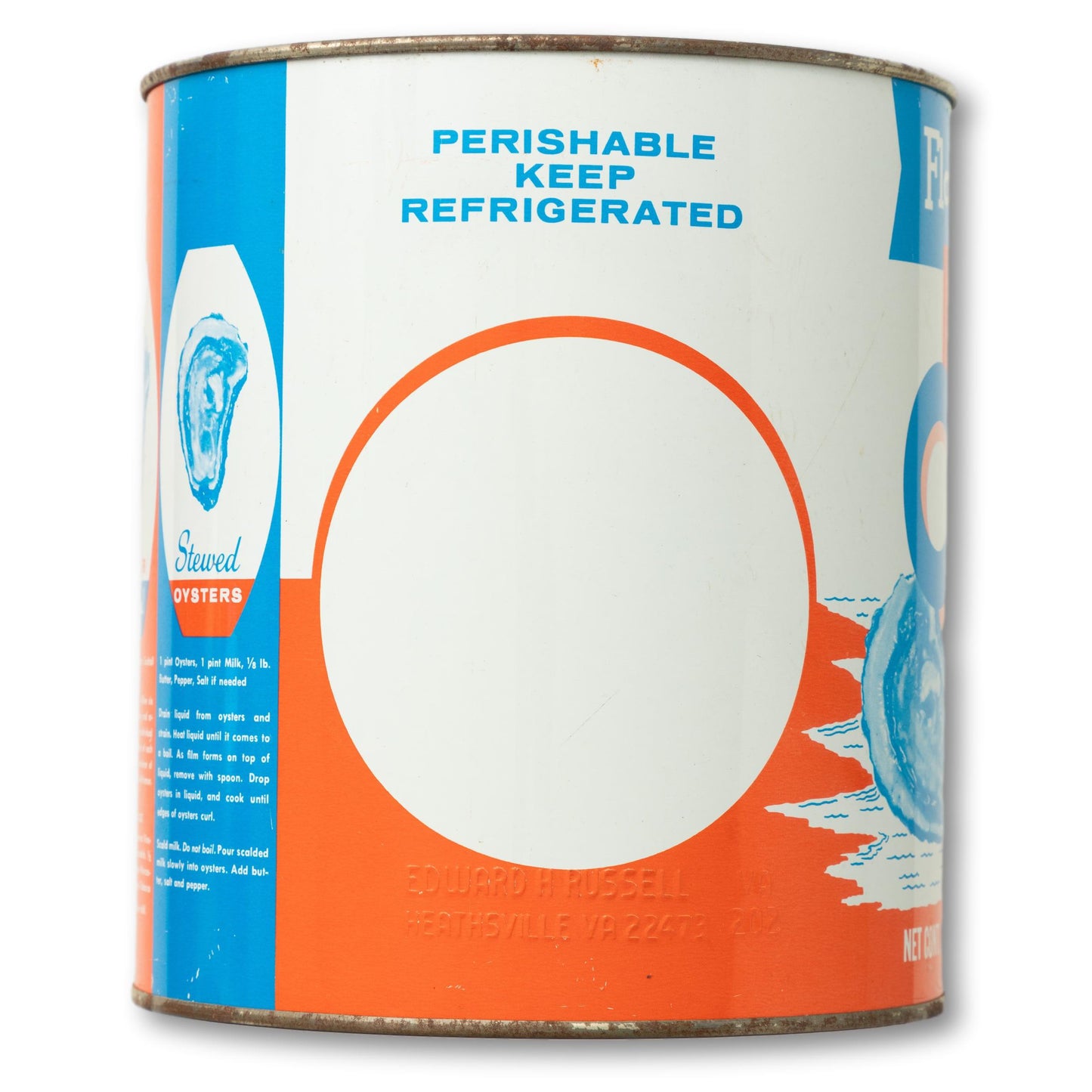 Large "Flavor Fresh Oysters" Gallon Size Tin