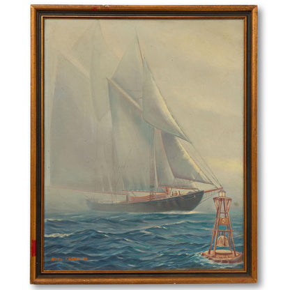 Schooner Cutting Through the Fog