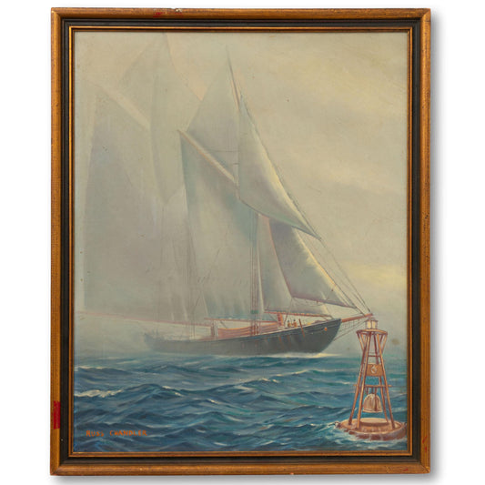 Schooner Cutting Through the Fog