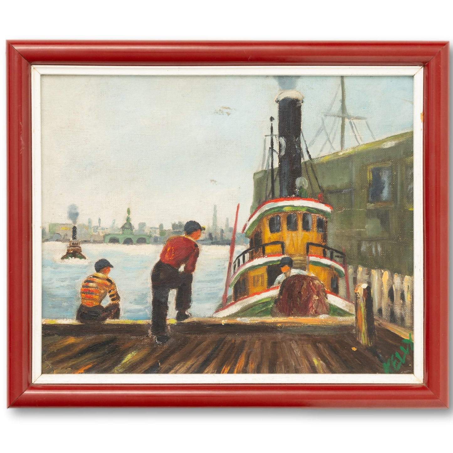 "Boys on the Pier" Oil Painting