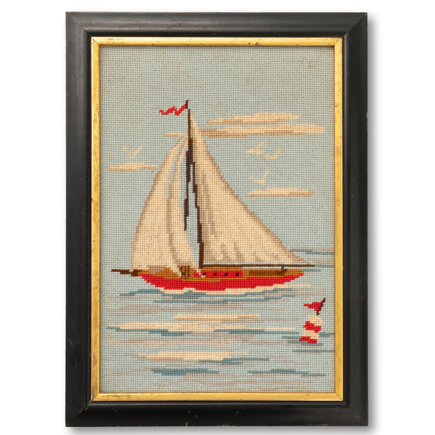 Framed Needlepoint Sailboat