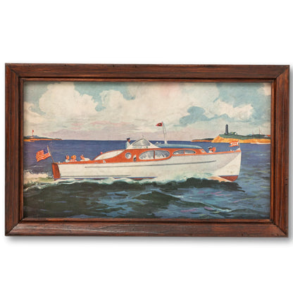 Framed Sport Yacht Illustration