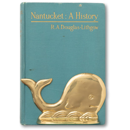 Bright Brass Whale Bookends