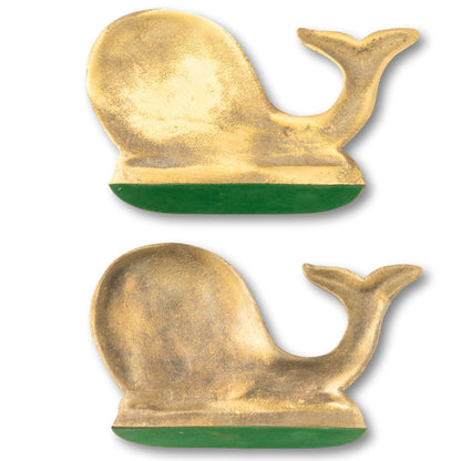 Bright Brass Whale Bookends