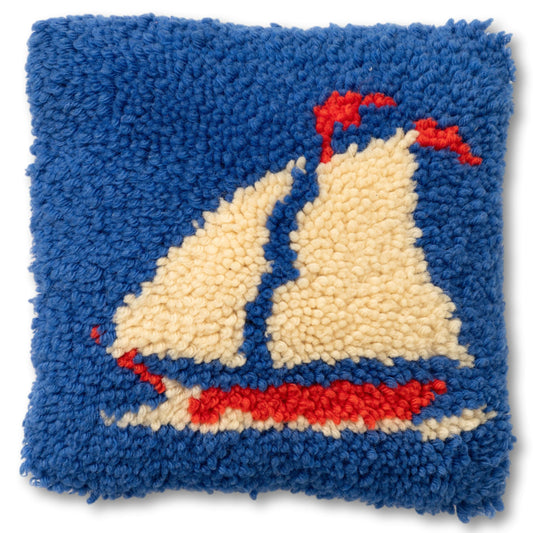 Small Hooked Sailboat Pillow