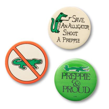 Set of 3 Preppie Gator Buttons