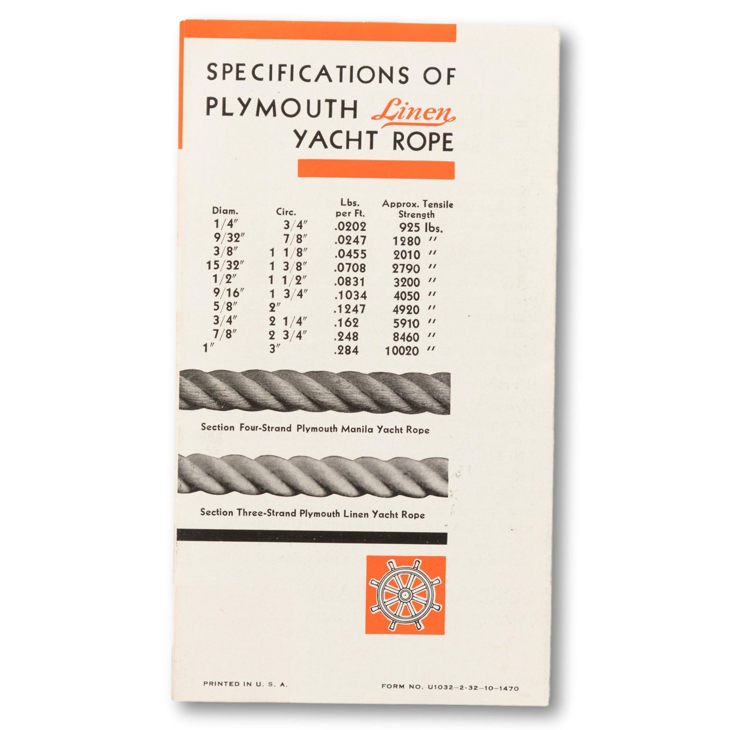"Plymouth Linen Yacht Rope Ad" Brochure