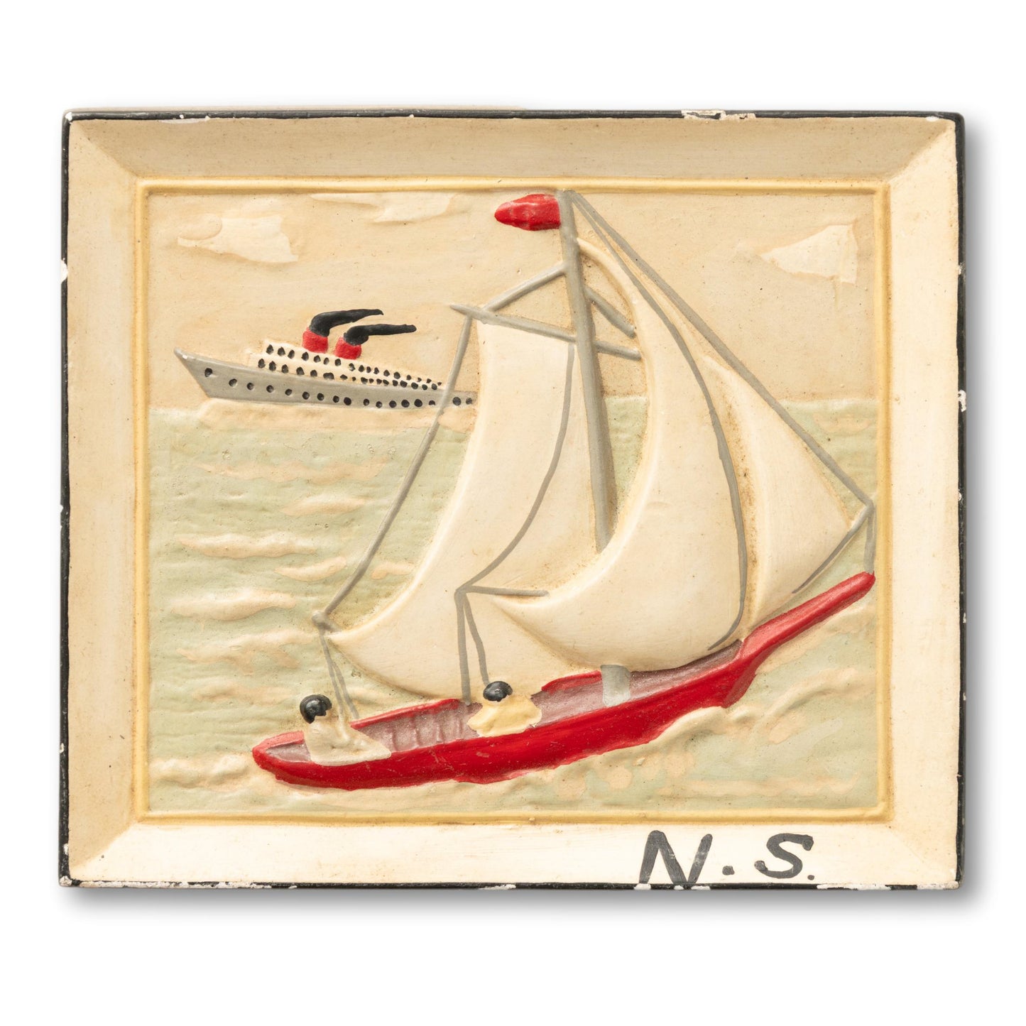 Sails & Steamer Ship Bas Relief