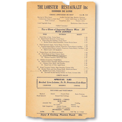 Original Restaurant Menu