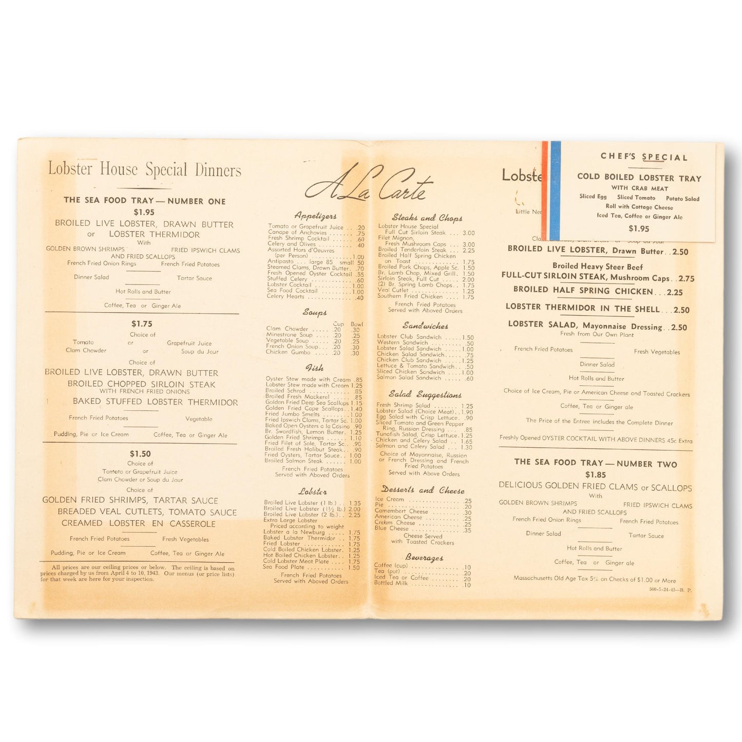 The Lobster House Original Menu