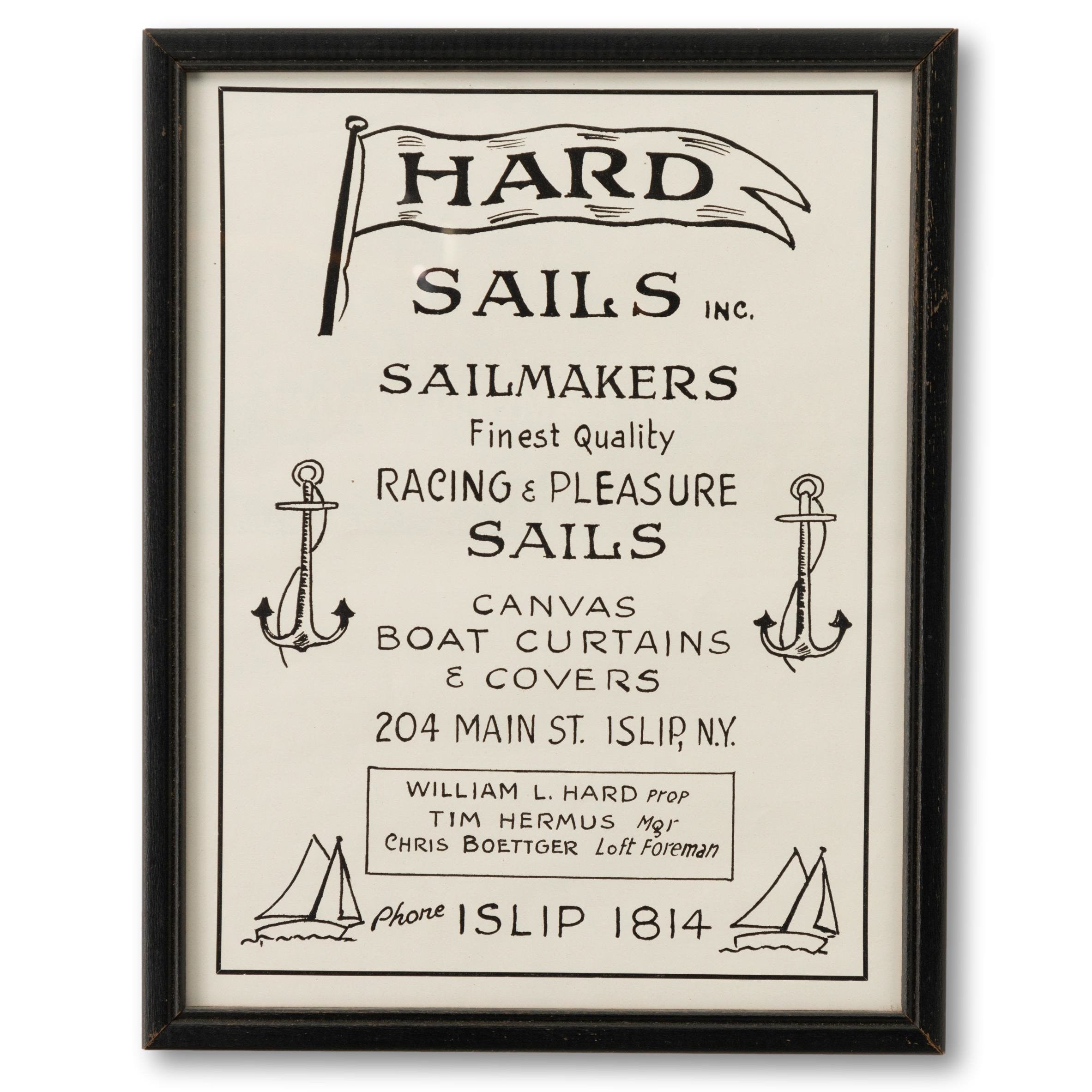 Framed Long Island Sailmaker Ad – Seacraft Vintage