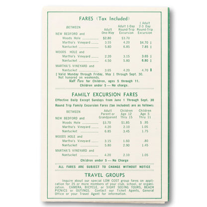 1959 Steamship Summer Schedule