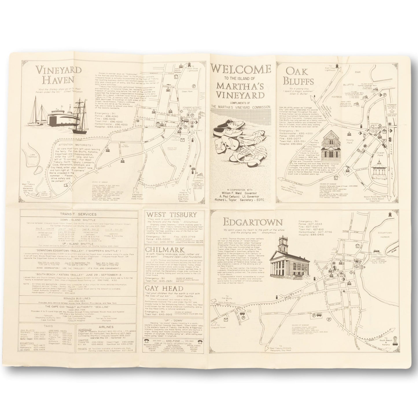 1992 Martha's Vineyard Fold out Map and Guide