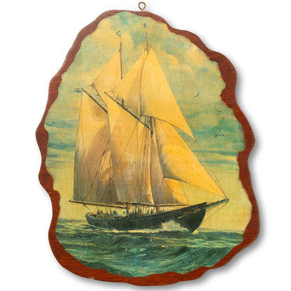 Decoupage Ship On Plaque