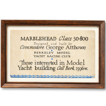 Marblehead Model Boat Sign