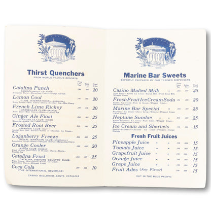 "Marine Bar" Drink Menu