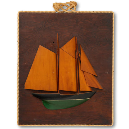 Folk Art Half Hull with Wood Sails