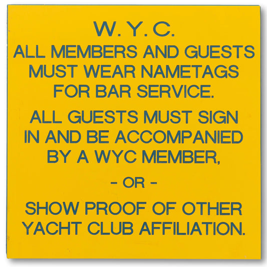 Yacht Club Bar Rules Sign