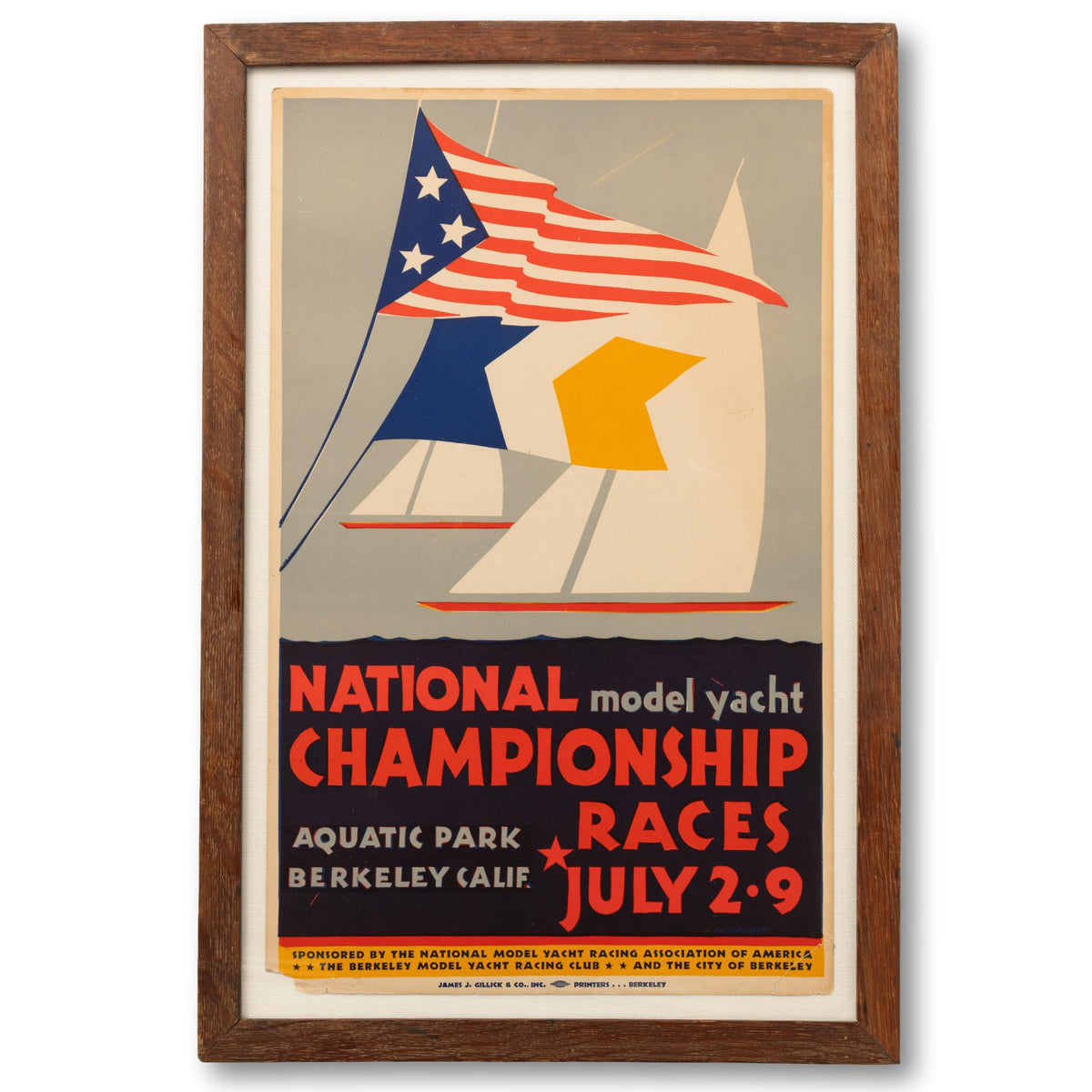 RARE Model Yacht Poster 1938, Berkeley Caif.