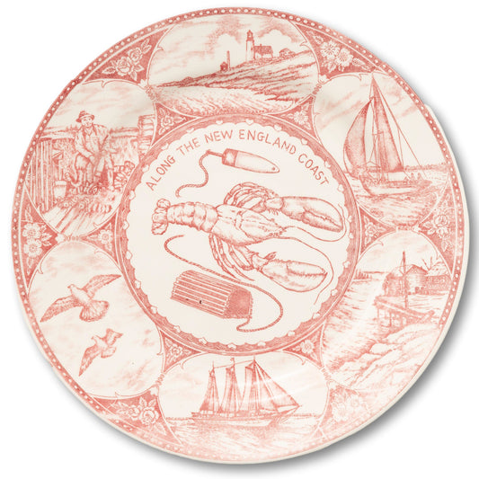 RARE Red Transferware Lobster Plate