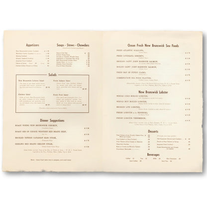 White House Lodge Seafood Menu