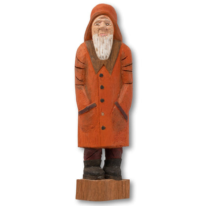 Large Hand Carved Wood Fisherman