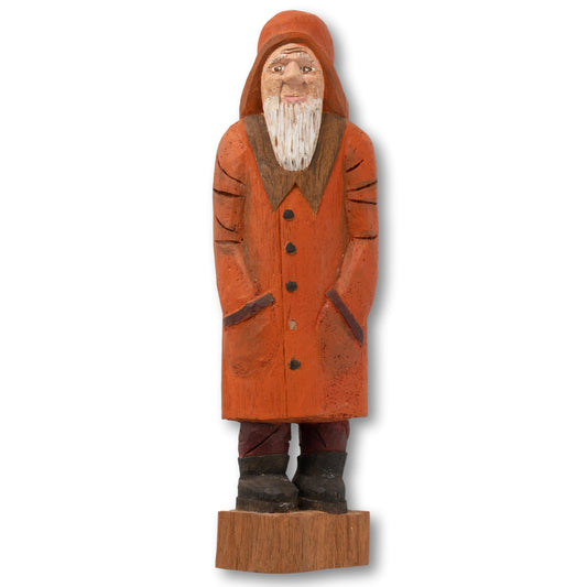 Large Hand Carved Wood Fisherman